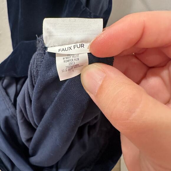 Janie and Jack Blue Velvet Faux Fur Collar Jumpsuit - Picture 8 of 9